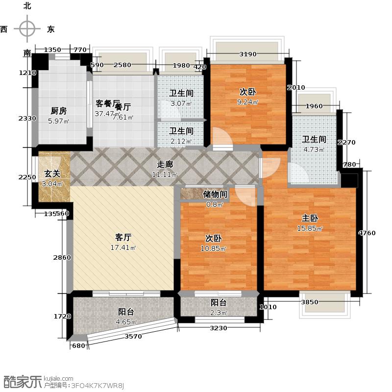 浦东颐景园户型图b1户型图 3室