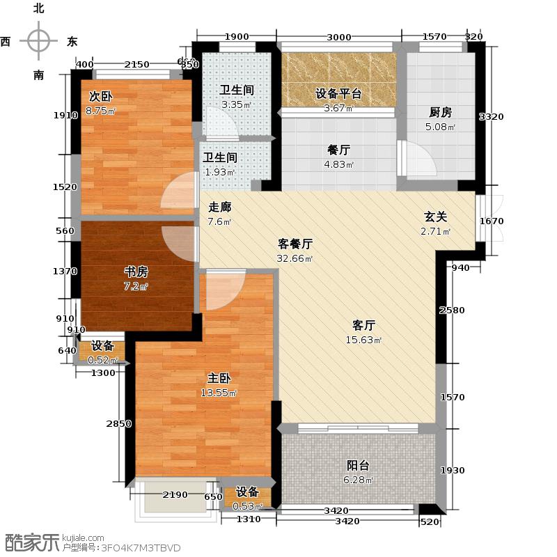 宝能城户型3室1厅1卫1厨