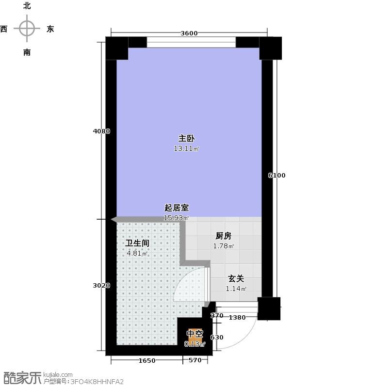 鹏翔玉湘苑温泉城一室一厅约33.10平米户型图户型