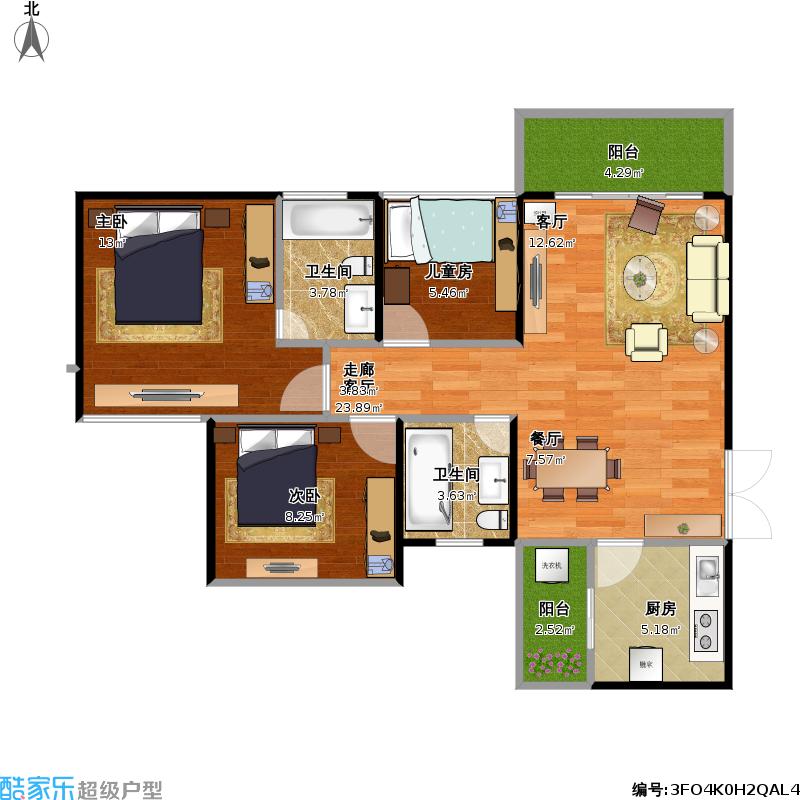 89方c1户型三室两厅