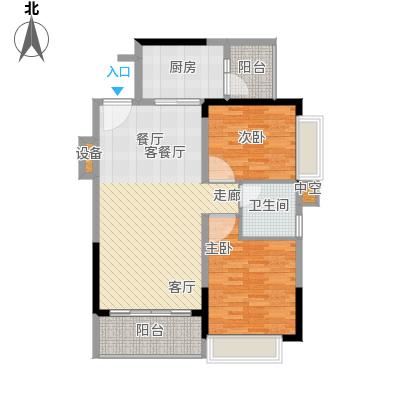 99㎡; 明珠公寓户型图-明珠公寓两室一厅两卫90.99㎡