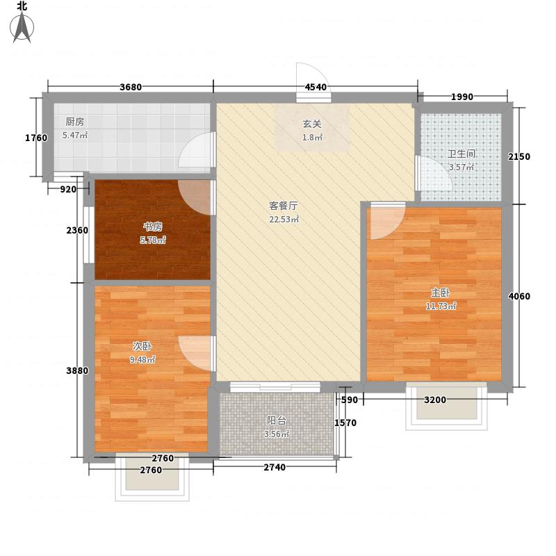 万科东方传奇3室1厅1卫1厨83.00㎡户型图