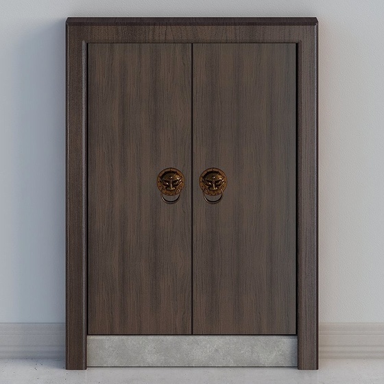 Minimalist New Chinese Exterior Doors,Earth color