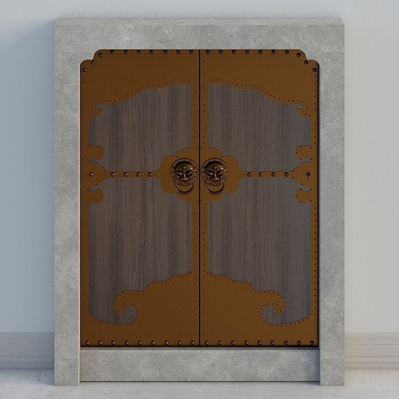Minimalist New Chinese Exterior Doors,Earth color